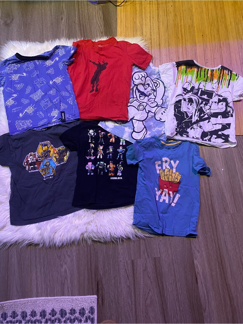 Roblox Fortnite Mario T-Shirt Bundle - Blue, Red, Black, White - Various Brands